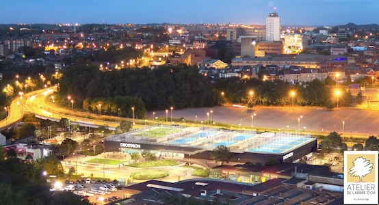 Sporten op het dak van de Decathlon te Charleroi